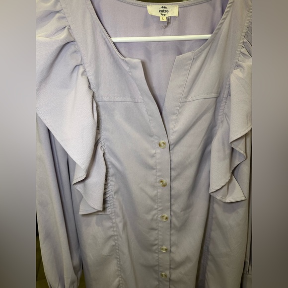 Entro Lavender Button-Up Dress with Ruffle Trim - Picture 9 of 11